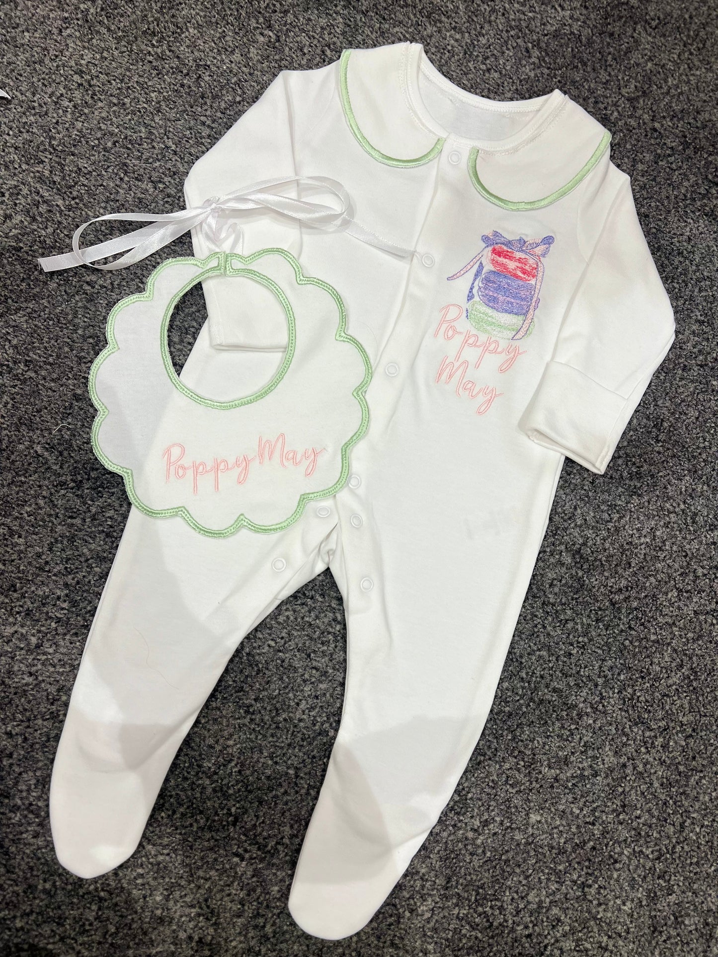 Elegant Macaroon SleepSuit&Bib