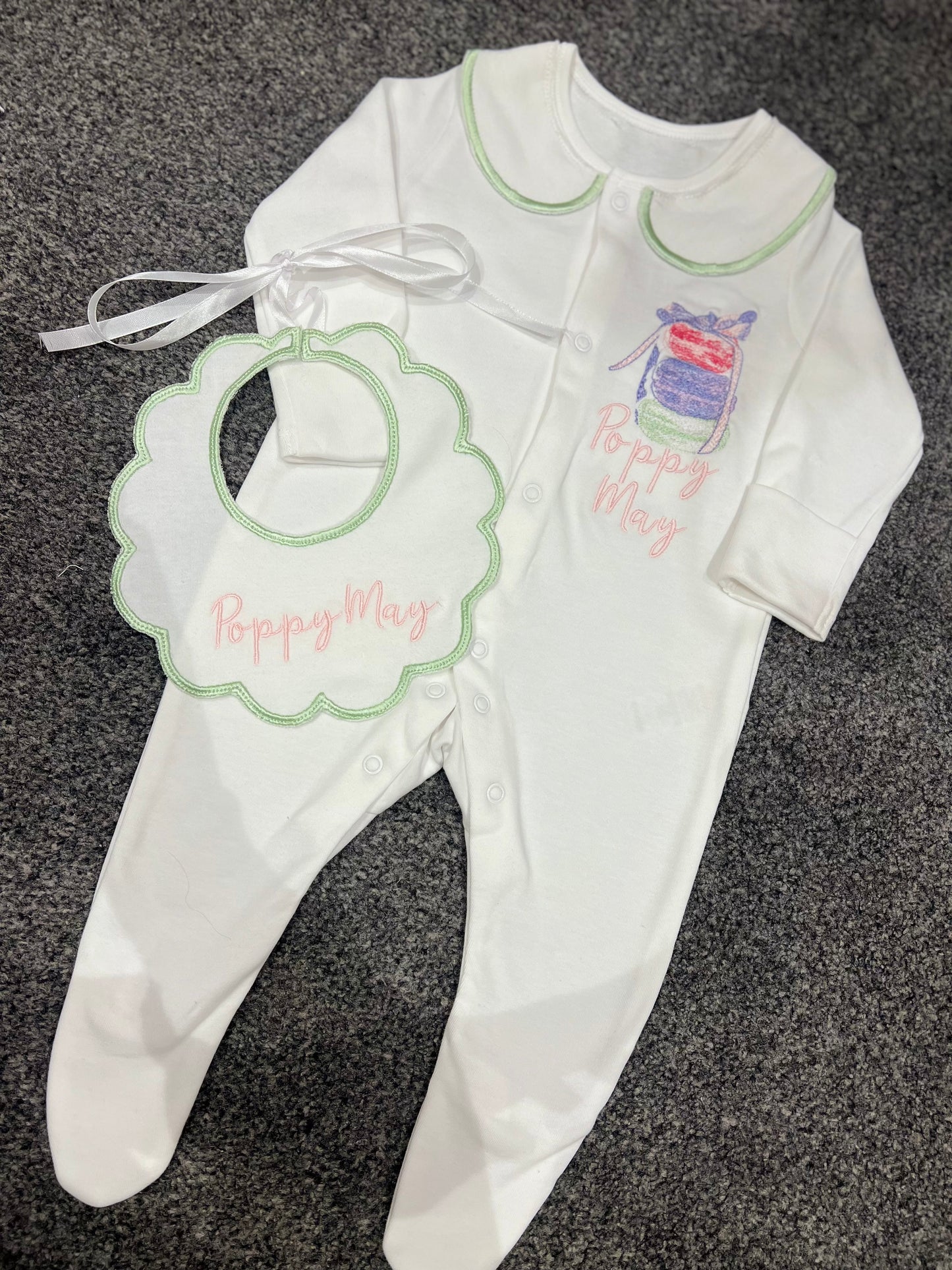 Elegant Macaroon SleepSuit&Bib