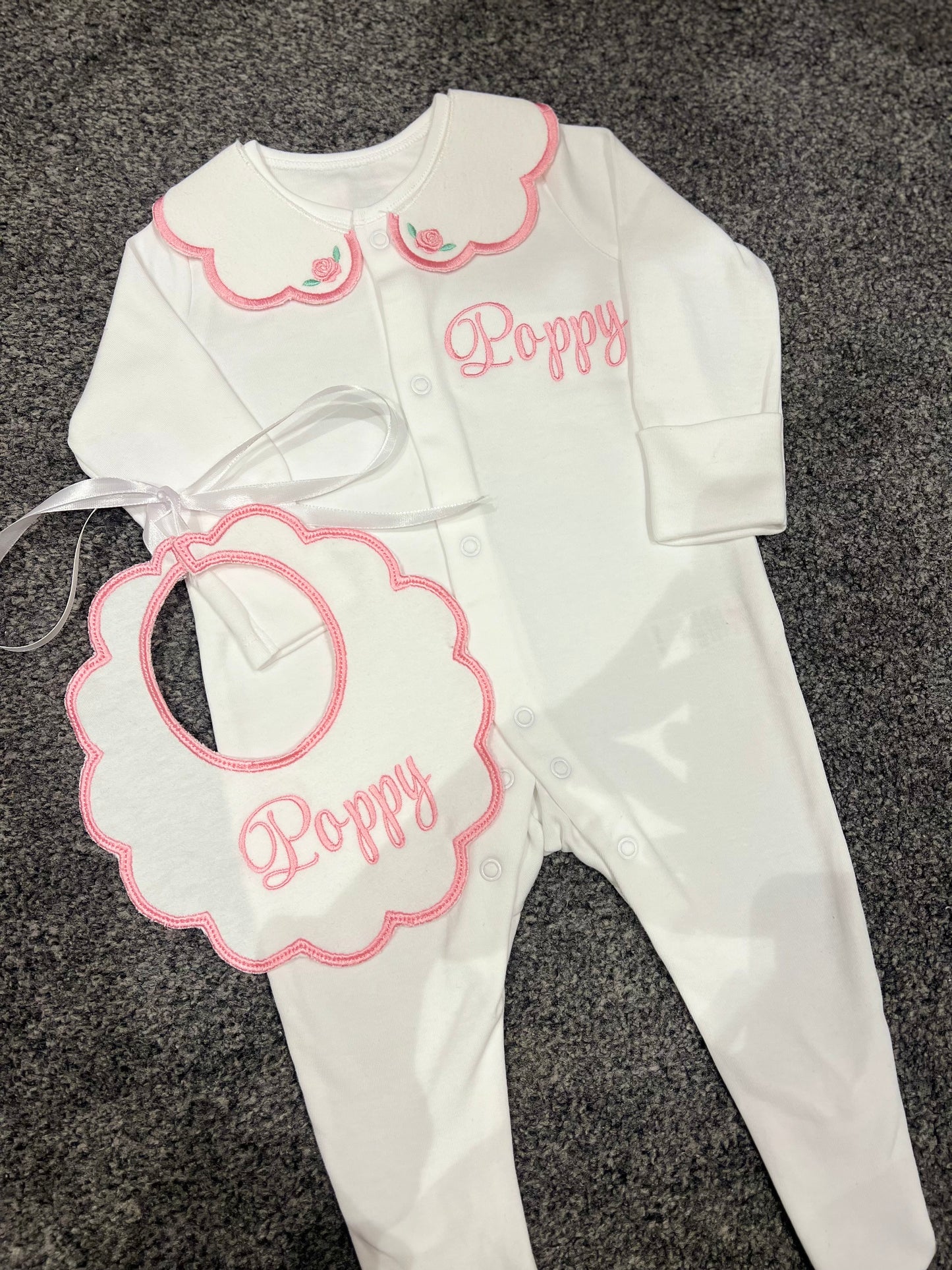 Elegant RoseBud SleepSuit&Bib