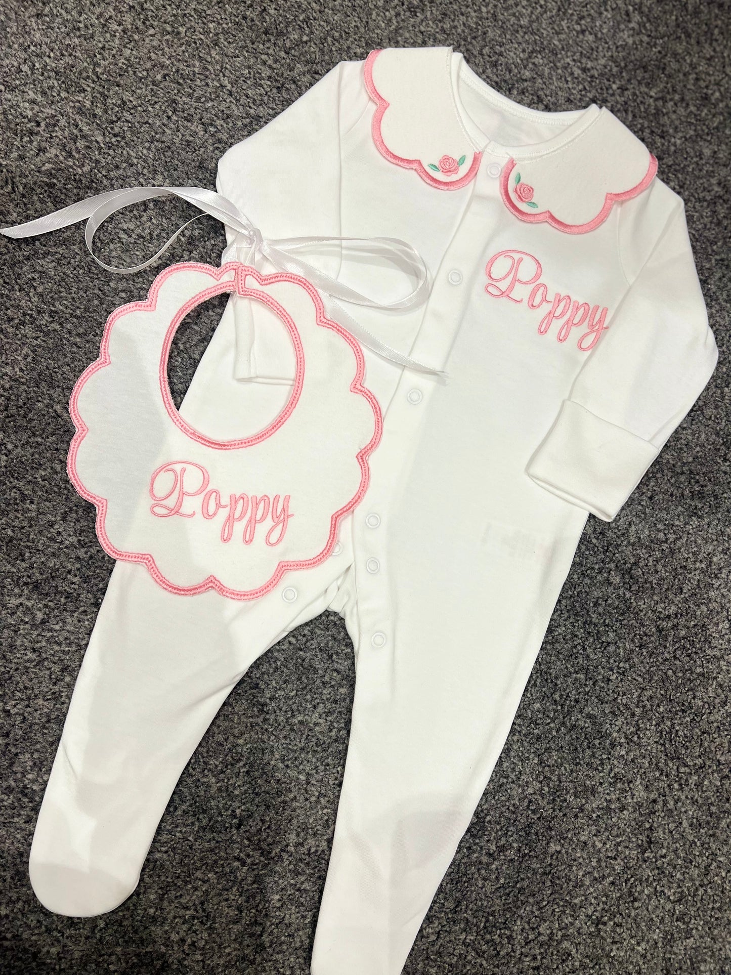 Elegant RoseBud SleepSuit&Bib