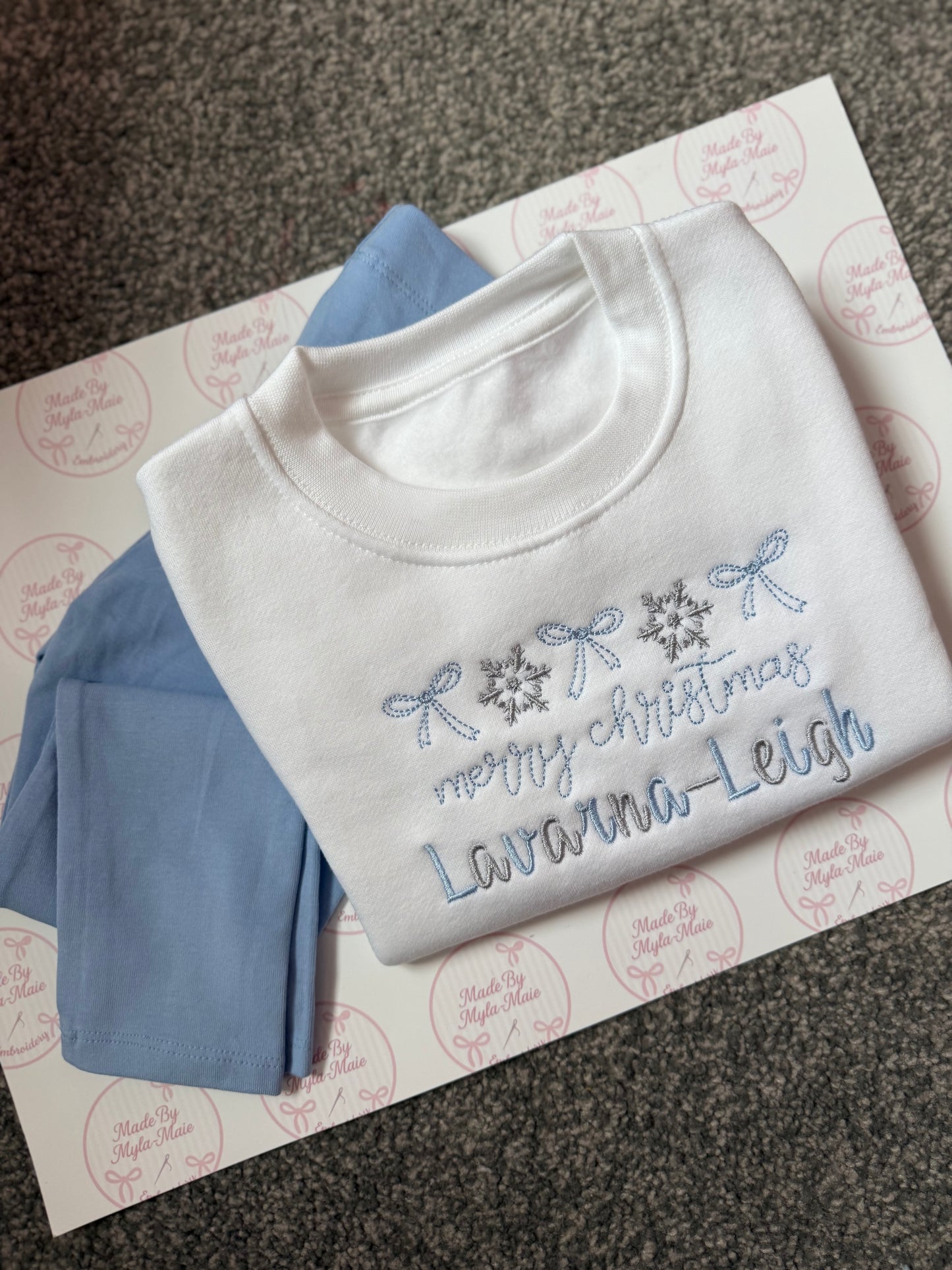 Baby Blue Leggings & White Sweatshirt