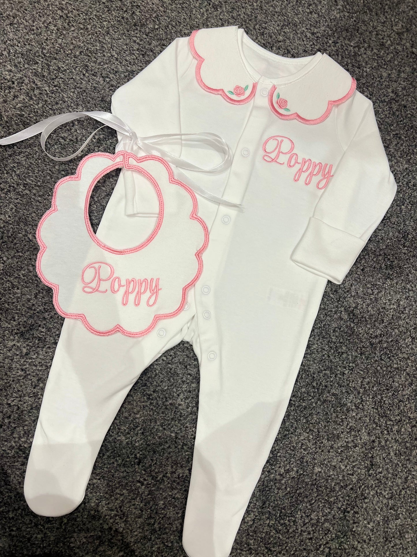 Elegant RoseBud SleepSuit&Bib