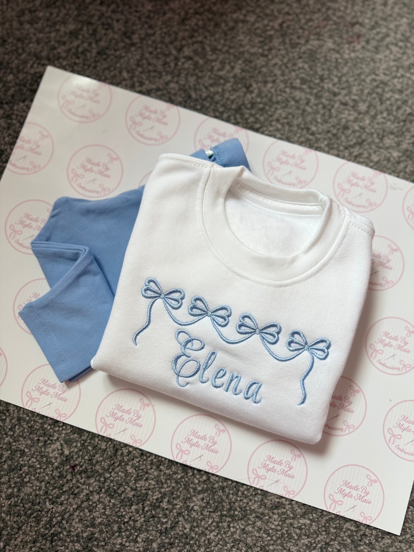 Baby Blue Leggings & White Sweater