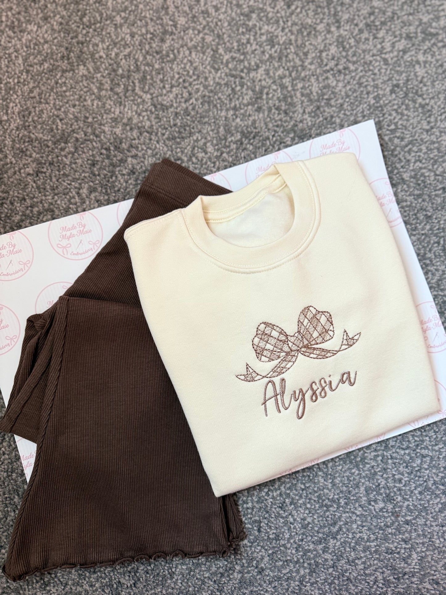 Choc Brown Flares & Cream Sweater