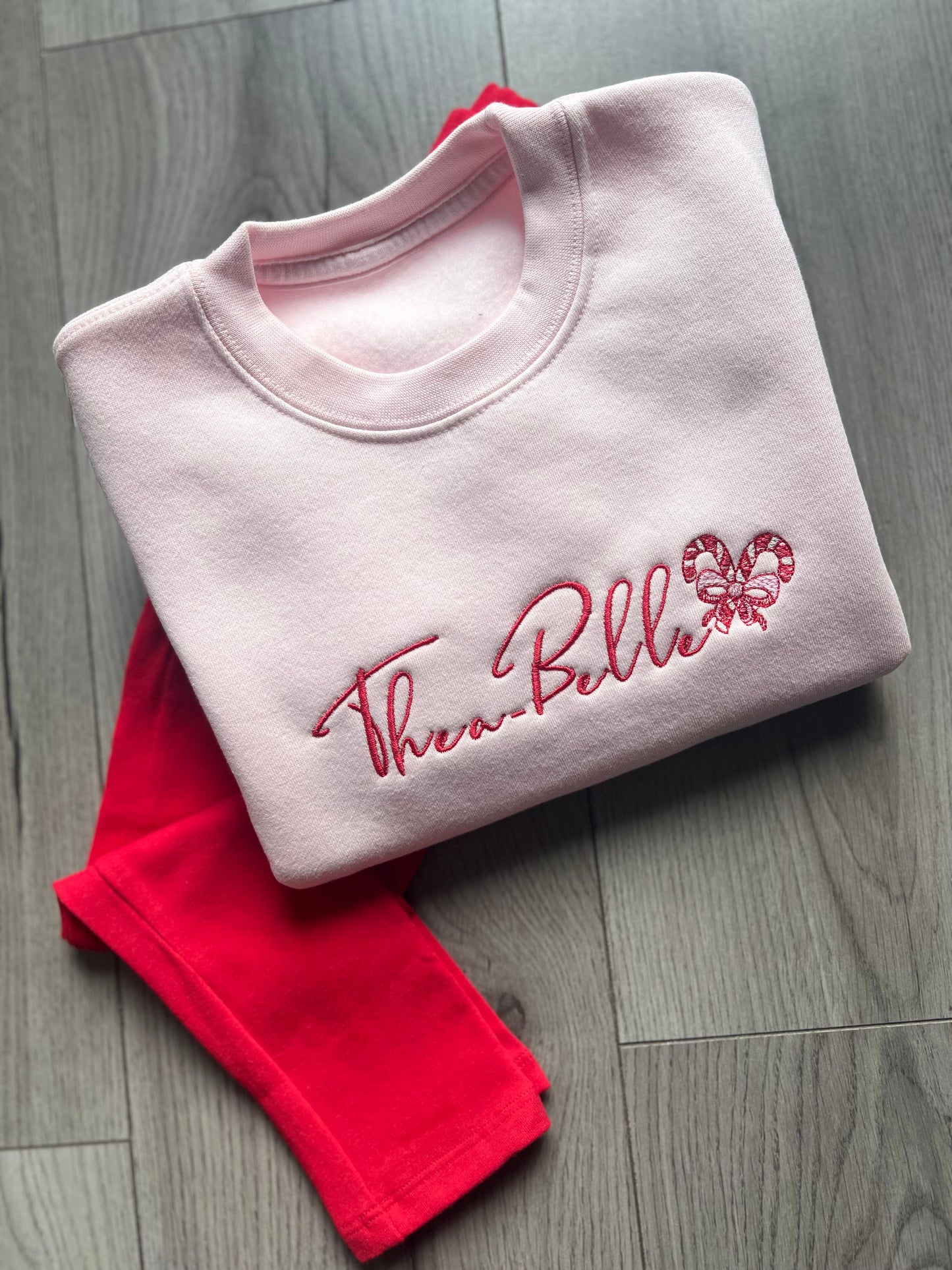 Pink SweatShirt & Red Leggings