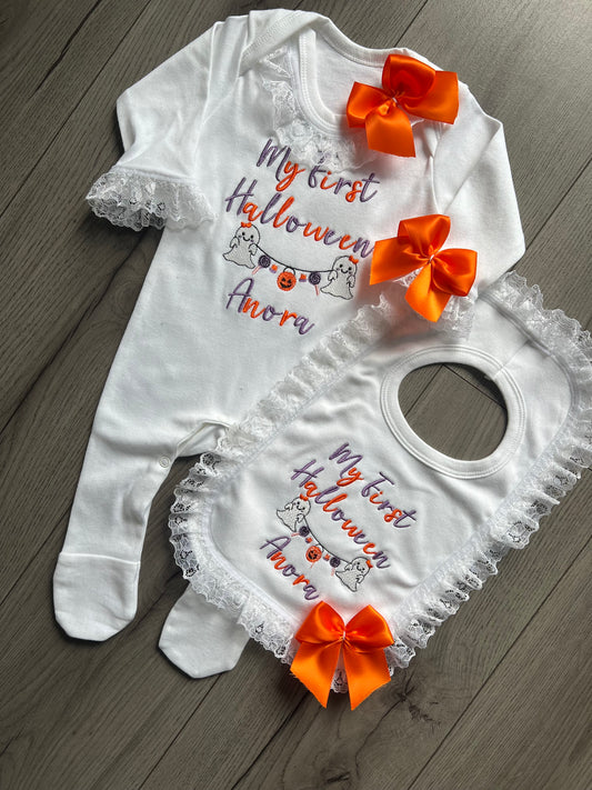 Halloween Frilly Sleepsuit&Bib