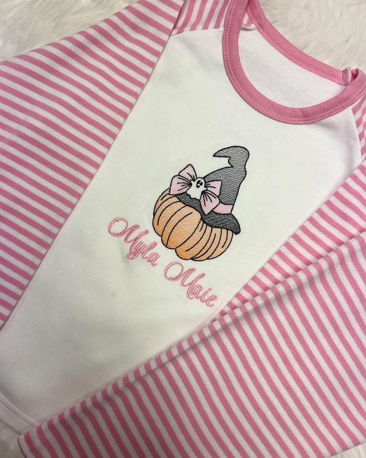 Pumpkin Bow Stripe Pjs