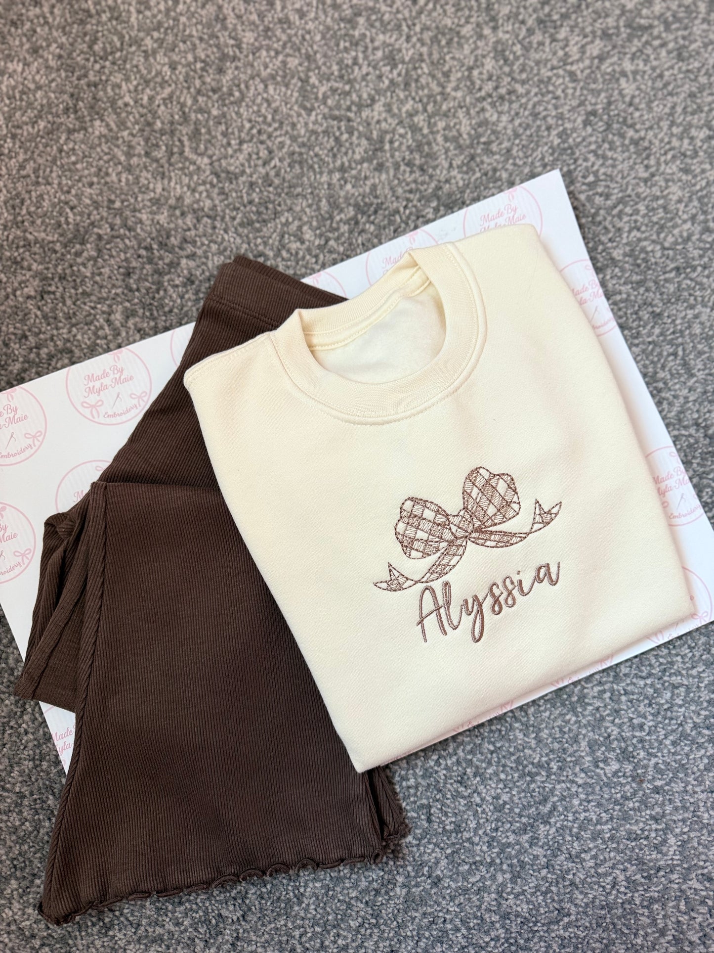 Choc Brown Flares & Cream Sweater