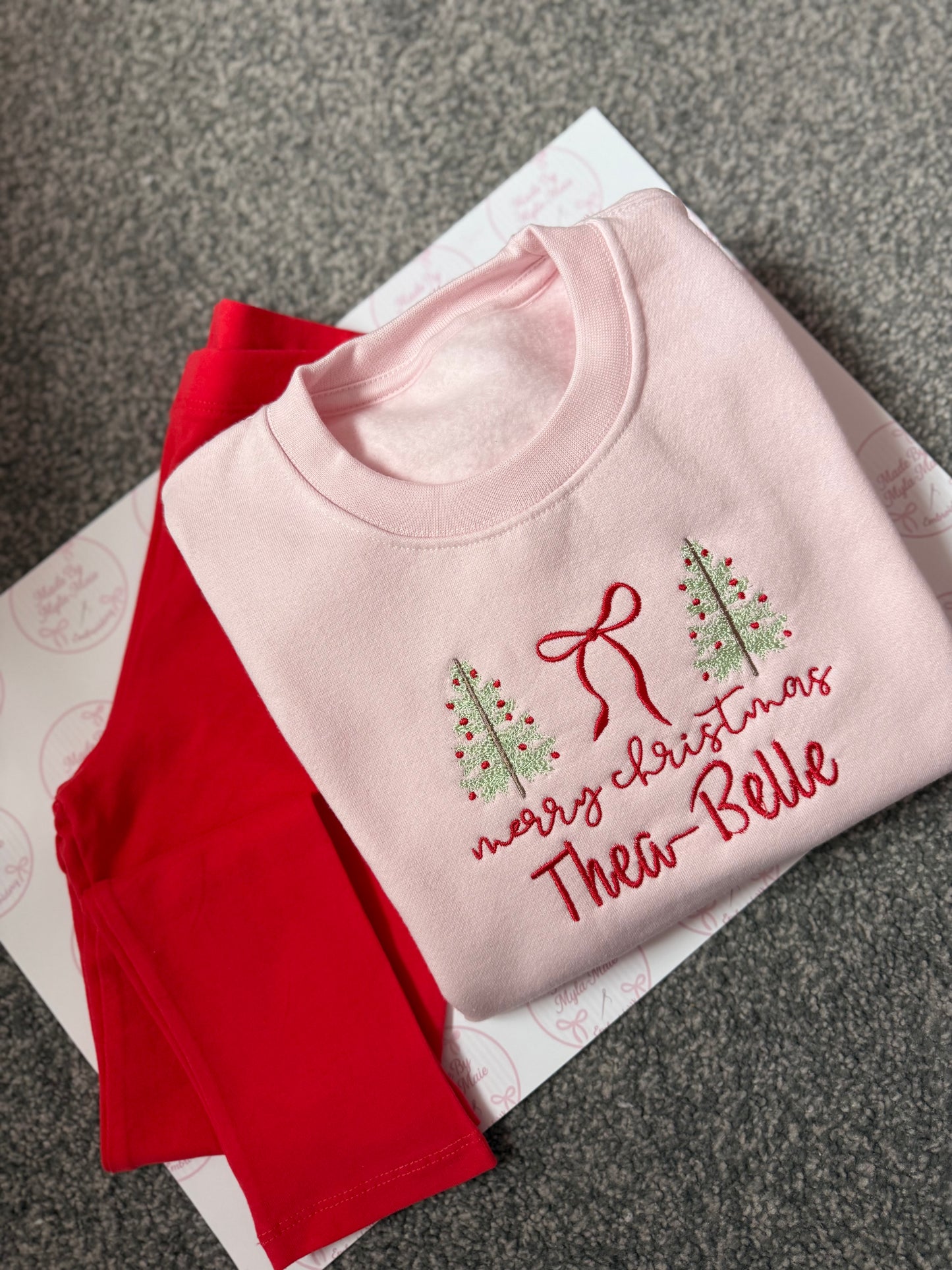 Red Legging & Pink Sweater