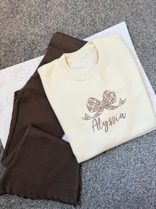 Choc Brown Flares & Cream Sweater