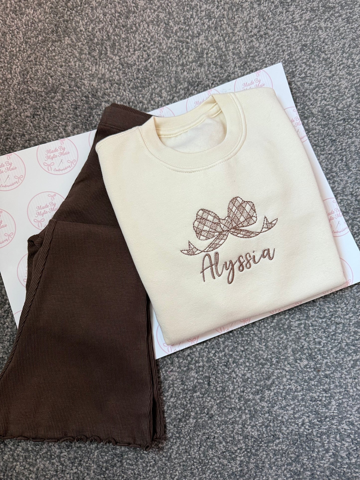 Choc Brown Flares & Cream Sweater