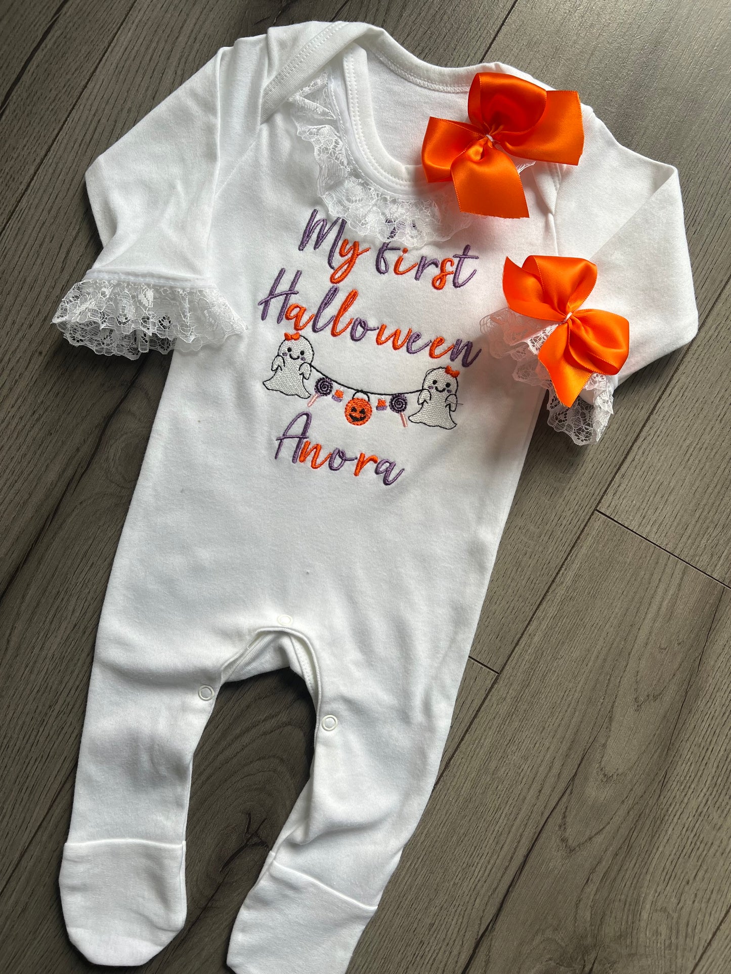 Halloween Frilly Sleepsuit&Bib