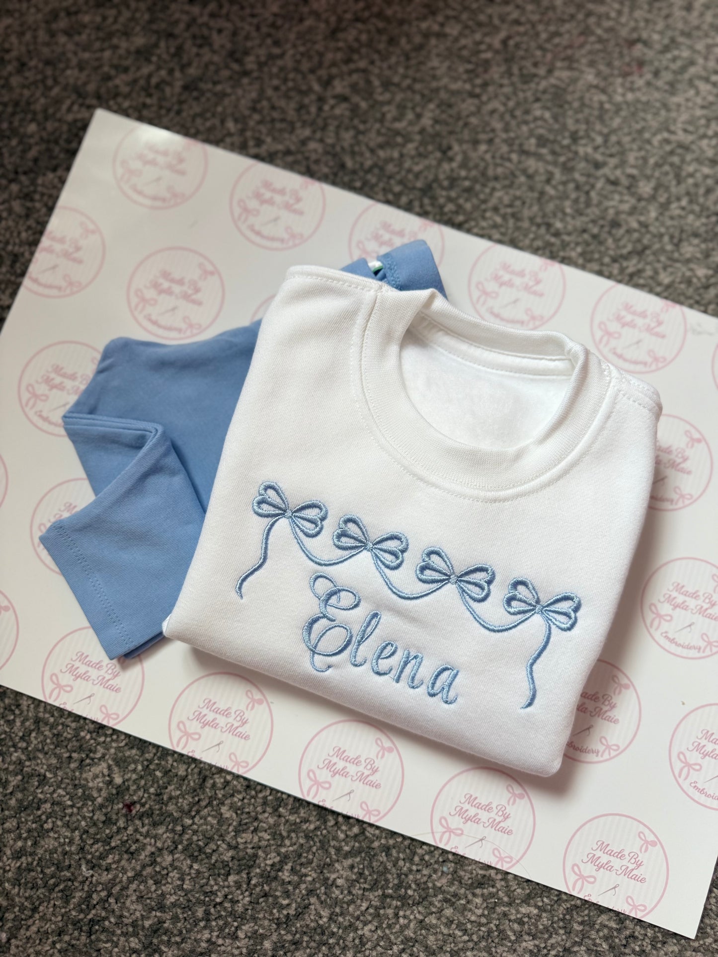 Baby Blue Leggings & White Sweater