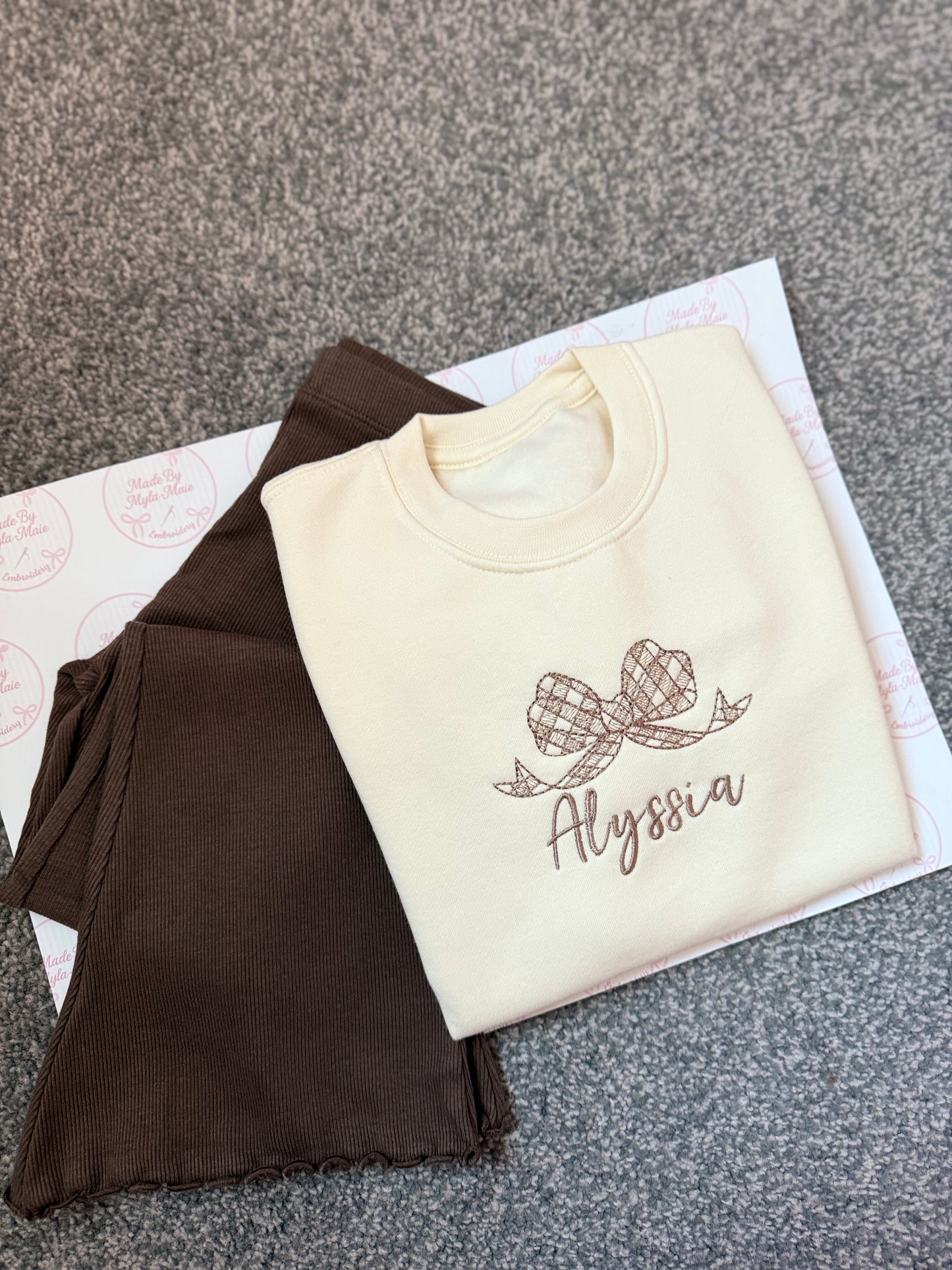 Choc Brown Flares & Cream Sweater